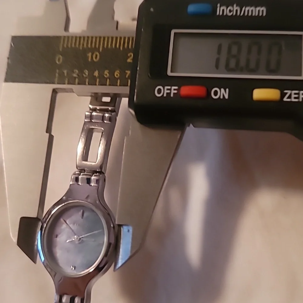 Silver Timex Womens Watch With Dark Mother Of Pearl‎ Face & Bracelet Band